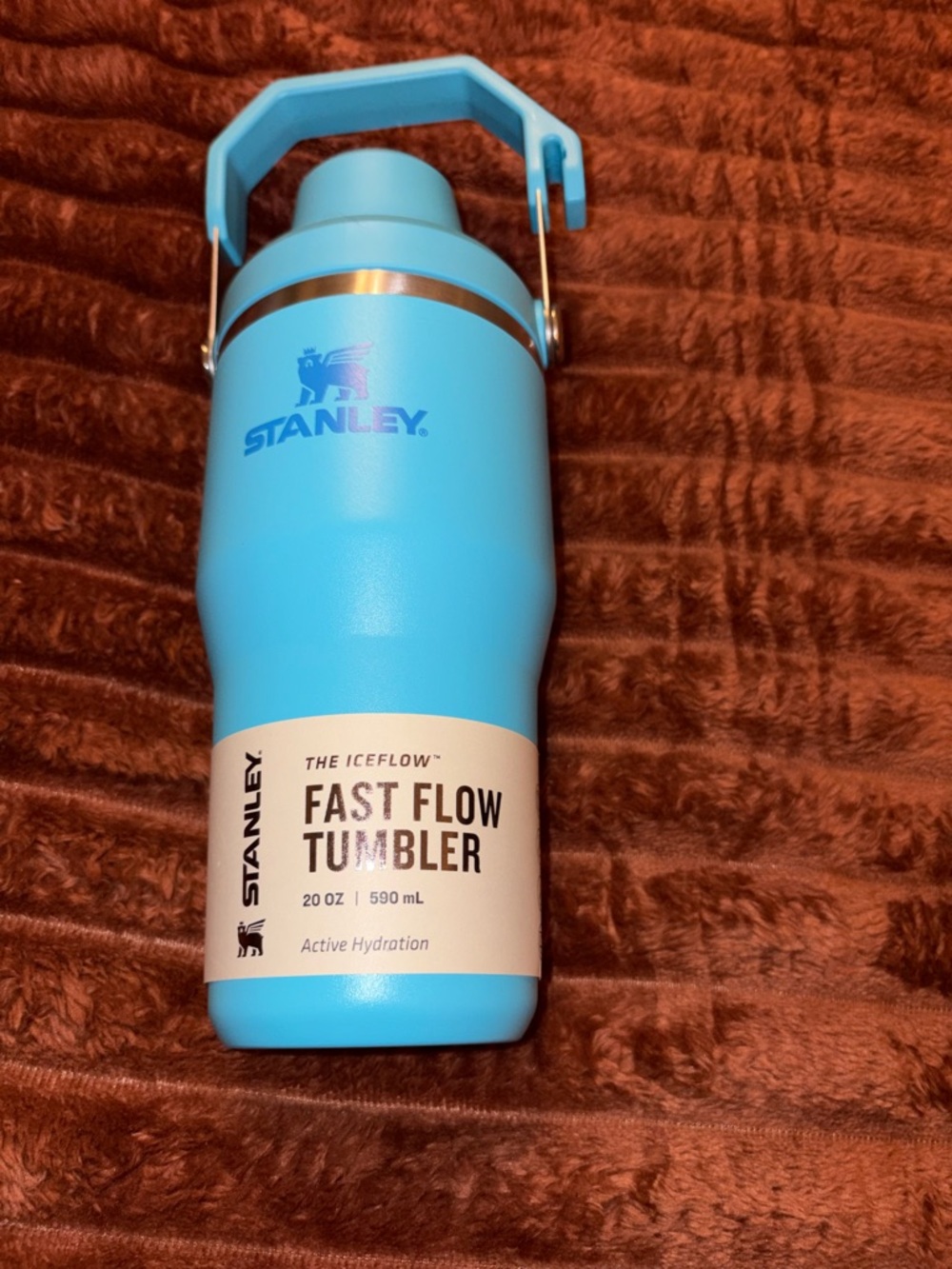 Stanley 20oz Light Blue Fast Flow Tumbler with Carry Handle